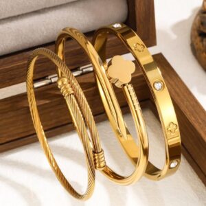 Set de 3 pulseras de acero inoxidable