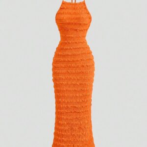 Vestido fruncido, largo y ajustado