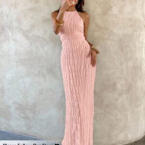Vestido largo y ajustado con fruncidos