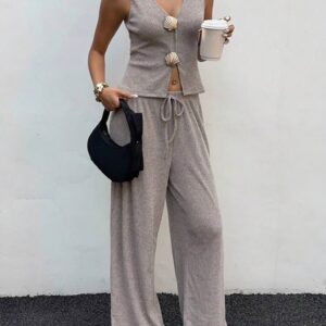 Set de top estilo chaleco y pantalón amplio