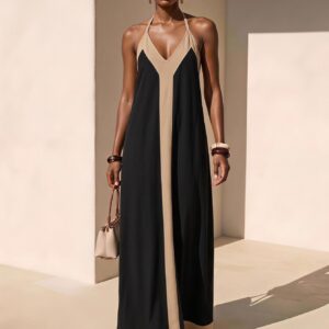 Vestido largo de tirantes finos y escote en V